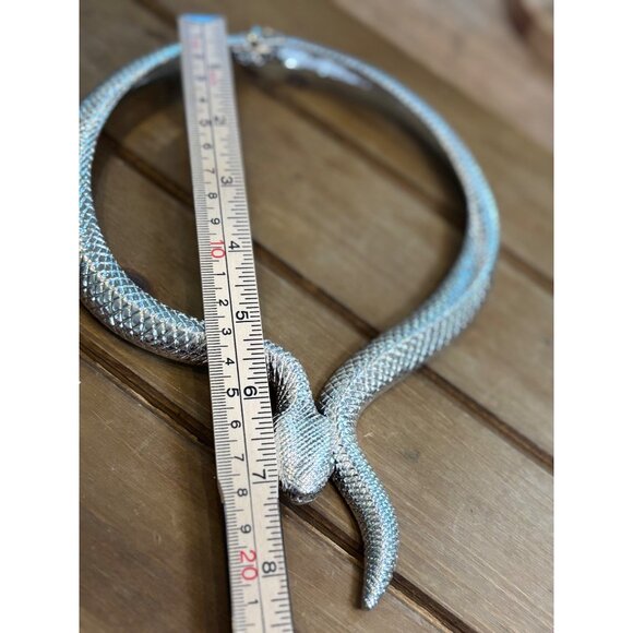 Silver Snake Necklace Choker Collar Style - Picture 8 of 10